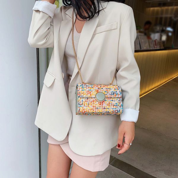 

women woven shoulder bag colorful stitching exquisite girls original handbag elegant lady sweet fashion messenger bag new #t