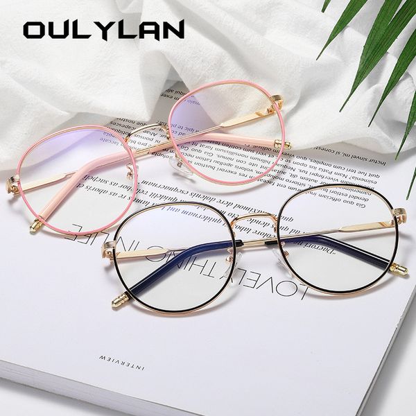 

oulylan vintage round glasses frames women men clear optical sepectacles mirror eyeglasses frames laides transparent eyewear, Black