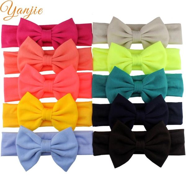 

10pcs/lot 2020 big hair bows cotton headband for girls 5'' solid bow elastic hair band kids birthday party gift accessories, Slivery;white