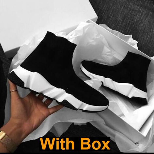 

with box 2019 designer socks speed trainers knit paris sock shoe sock knit triple s boots trainers runner sneakers size 36-45 men women f45, Black