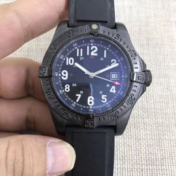 

br avenger ii seawolf mens watches automatic black white dial rotatable bezel 43mm wristwatches outdoor men watch with black rubber strap, Slivery;brown