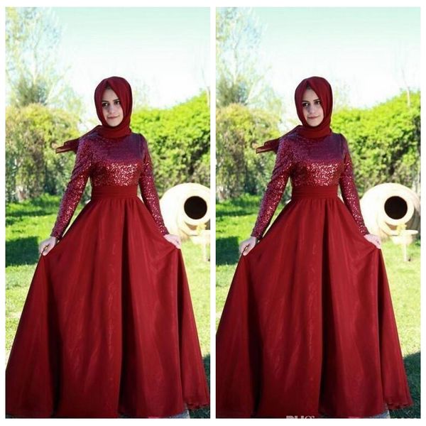 

saudi arabic bling bling sequin muslim prom dress with hijab high neck long sleeves dubai kaftan formal evening gowns 2019 vestidos longo, Black