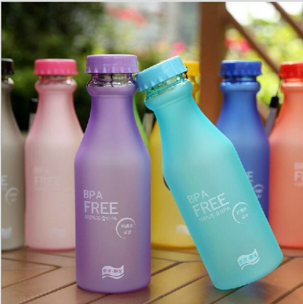DHL 550ml garrafa de água doces colorem Unbreakable fosco à prova de vazamentos Plástico Chaleira BPA garrafa de água portátil para Yoga duração Camping