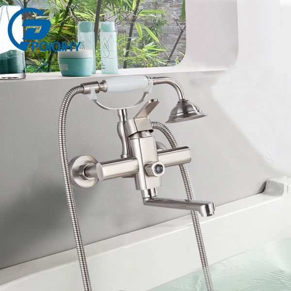 2019 Brushed Nickel Orb Black Bathtub Faucet Brass Wall Mounted