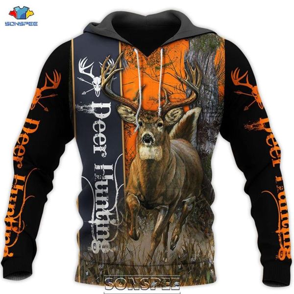 

sonspee fashion casual deer hunting 3d print anime men women hoodie camouflage deer coat pullover sweatshirt, Black
