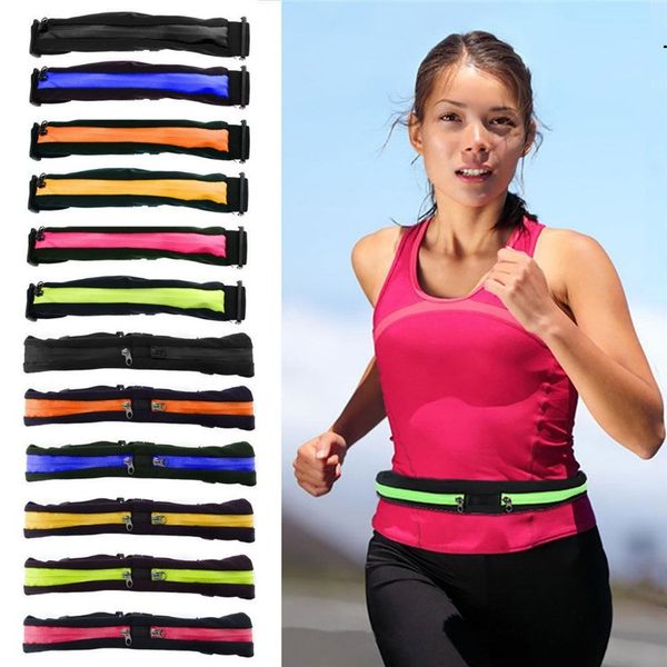 Hot Running Belt Pouch Hiking Pocket Jogging Sport Runner Zipper Fanny Pack Viagem Barriga Cintura Fitness Outdoor Ciclismo Bum Bag para iPhone