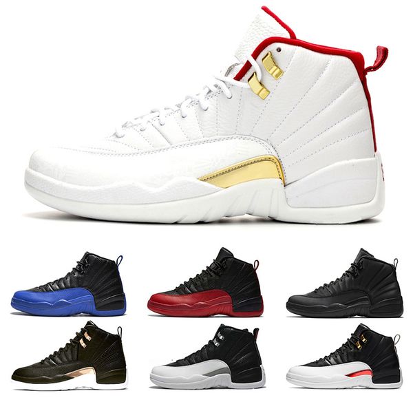 

12 fiba 12s midnight black men basketball shoes white grey reverse taxi game royal flu game mens trainer sports sneakers size 41-47