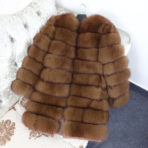 

2019 winter fashion to keep warm real coat slim round neck women's natural fur coat vest girls leather, Black