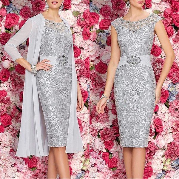 

lace short mother of the bride dress with jacket sheath knee length evening gowns wedding guest party dress, Black;red