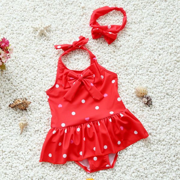 

baby girls swimwear one piece swimsuits beach wear with headband, Blue