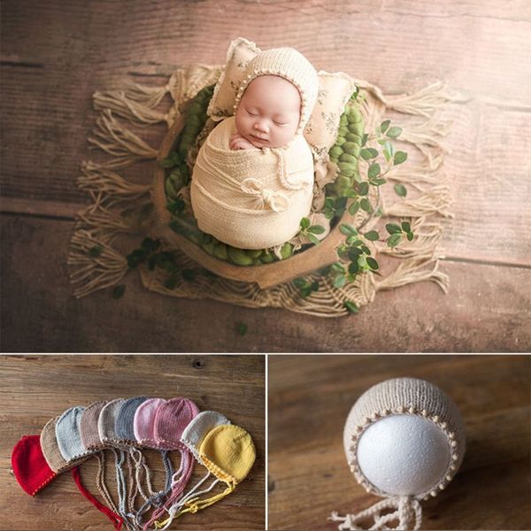

chic newborn pgraphy props beaded wool hat which is soft and comfortable infant cap p posing shooting cute accessories, Yellow