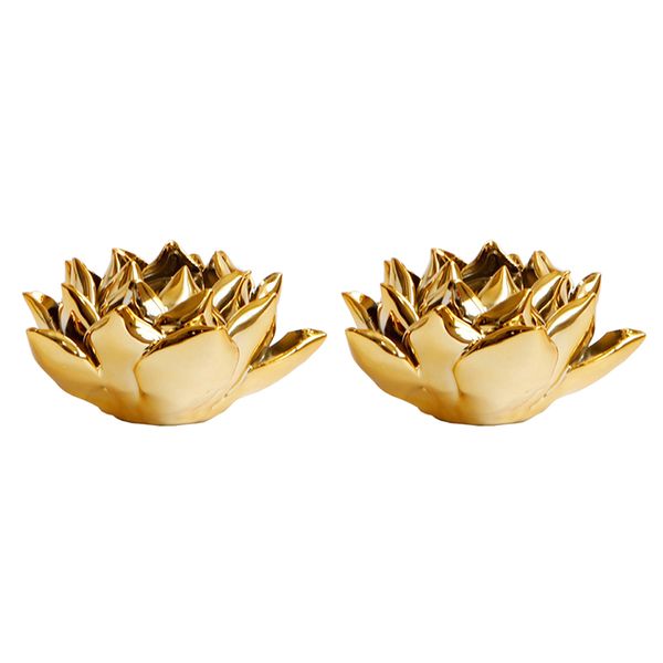 

2 pcs candle holder nordic style flower shaped petal statue decor craft