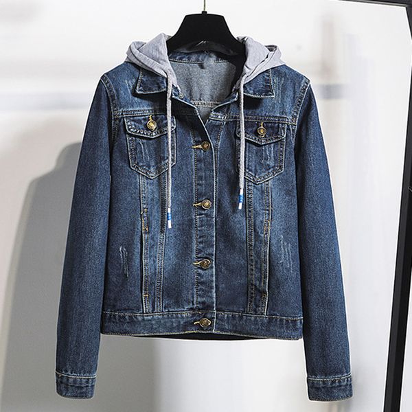 

hoodie denim jacket women button basical full sleeves spring autumn fashion clothes women short denim jacket korean style#g3, Black;brown