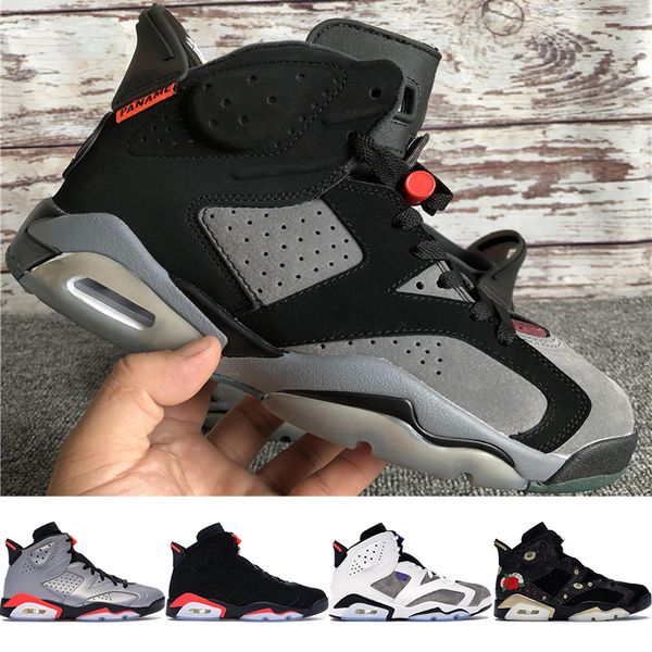 

6 reflect silver basketball shoes 6s men psg black infrared flight nostalgia oreo cny tinker unc infrared 23 mens desaigner sneakers 40-47, White;red