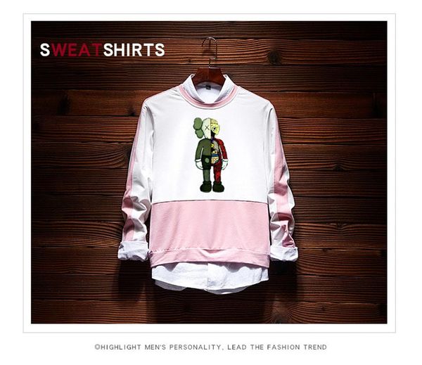 

19 mens hoodie new kwas cotton luxury hoodies trend fashion brand sweatshirt color round neck hip hop couple sweater, Black