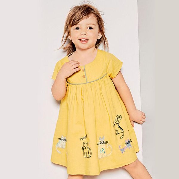 

little maven 2019 new summer baby girls clothes brand dress kids cotton striped animal print short sleeve floral dresses, Red;yellow