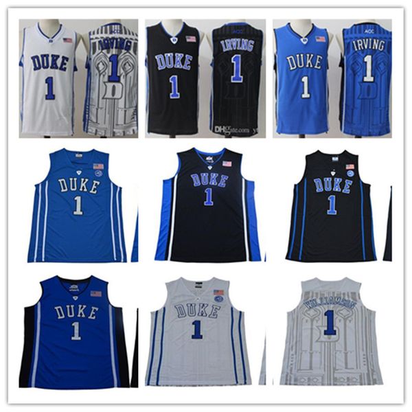 

mens ncaa duke blue devils kyrie irving college basketball jersey zion williamson blue kyrie irving stitched ncaa basketball shirts, Black
