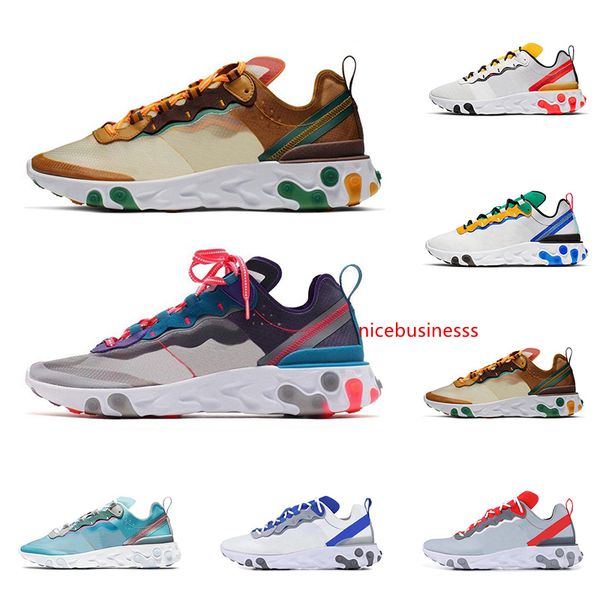 

2020 react element 55 87 men womens running shoes solar red triple black moss gold ranger mens sports sneaker trainers size 36-45