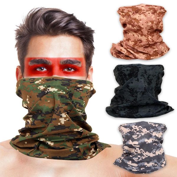 

multifunctional camouflage bandanas face mask neck scarf headband for cycling, Black