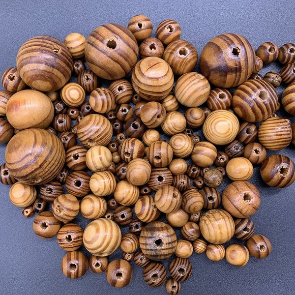 

6~30mm pine natural round wood spacer wooden loose beads wholesale unfinished handmade for bracelet necklace diy jewelry making, Black