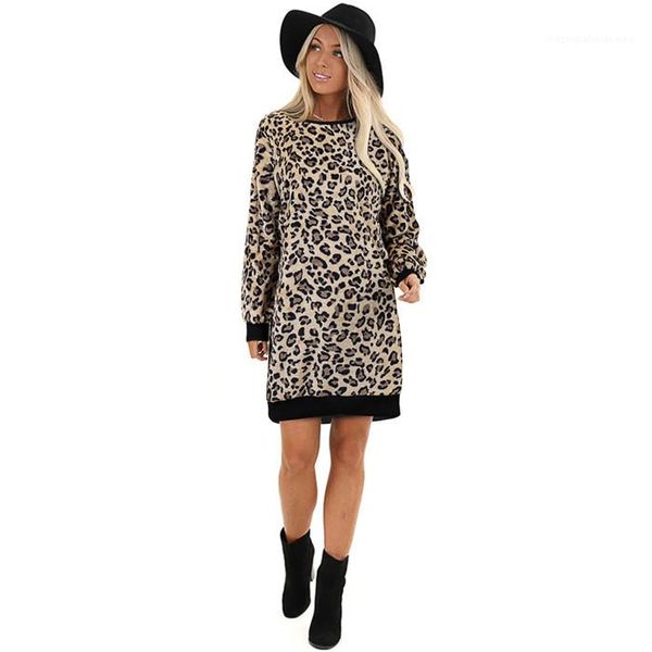 

одежда женские зимние дизайнерские свитера платья леопардовый принт круглый вырез теплый стиль осень женская одежда повседневная, Black;gray