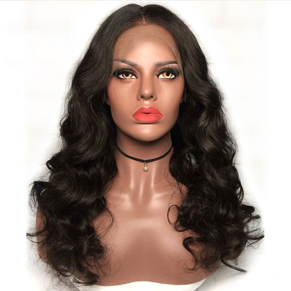 

pre plucked full lace human hair wigs with baby hair loose wave brazilian virgin lace front wigs for black women, Black;brown
