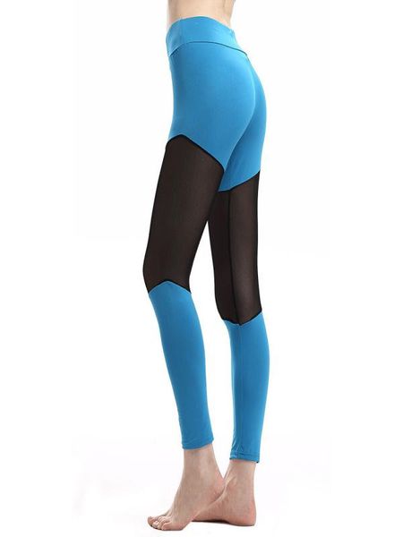 

2019 новый стиль женщин вскользь поножи лоскутные сетки штаны фитнес йога брюки z817, Black