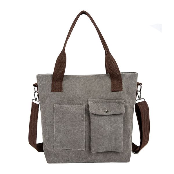 

casual youth loose canvas handbags school student teacher multi-pocket shoulder bag thick beach environmental protection handbag