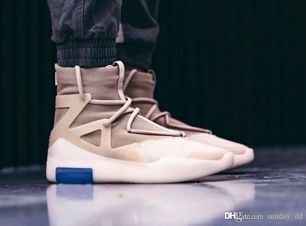 

new air fear of god 1 oatmeal basketball shoes jerry lorenzo string oatmeal tan hue knitted bootie upper men sports sneakers ar4237-900