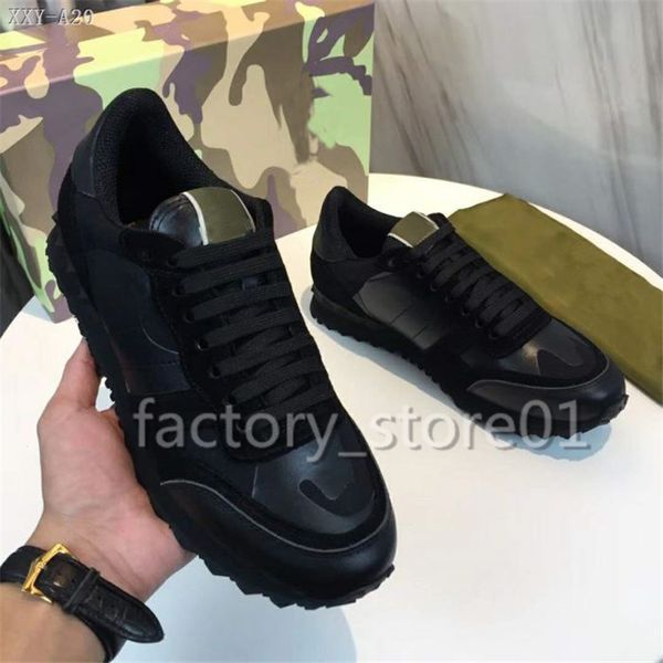 

shoes fashion stud rivet camouflage sneakers men women leather flats luxury designer trainers casual shoes tennis dress sneaker, Black