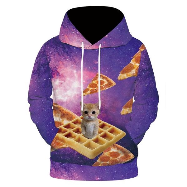 

ostrich men's hoodie autumn spring fashion 3d cute cat print starry loose hoodie long sleeve sweatshirt men 2019, Black