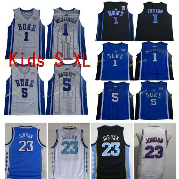 

youth duke blue devils college jersey boys 1 zion williamson 5 rj barrett black 23 michael north carolina tar heels kids shirts