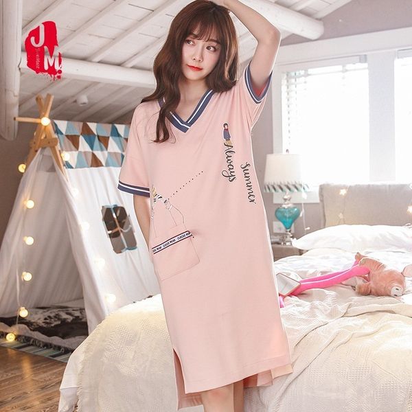 

cotton nightgowns women summer cotton sleepwear women cartoon nightdress female nightwear plus size home dress sleep -3xl, Black;red