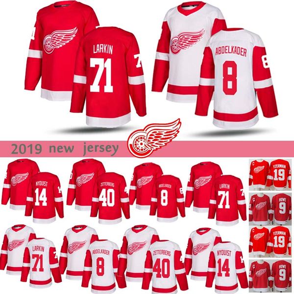 

Detroit Red Wings Jersey 71 Dylan Larkin 40 Henrik Zetterberg 8 Justin Abdelkader Gustav Nyquist 2018 Hockey Jerseys