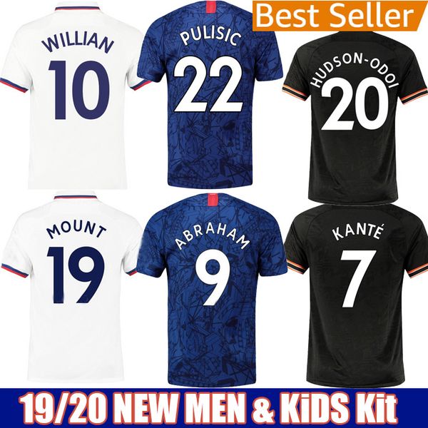 

2019 2020 4th kante pulisic abraham lampard odoi willan soccer jersey mount 19 20 fourth camiseta de football kits shirt men + kids sets, Black;yellow