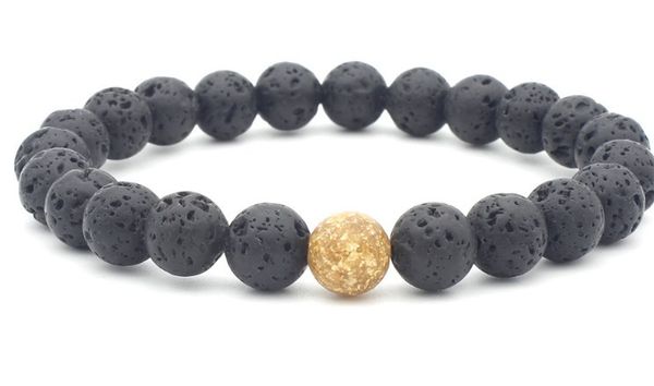 

8mm vh4 reiki chakra black stone volcanic lava bracelet elastic white howlite buddha yoga charm stone bead bangles