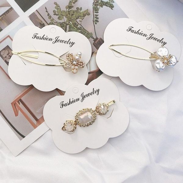 

mengjiqiao new korean luxury shiny colorful crystal hairgrips for women girls elegant pearl flower hair clips hair accessories dtlyn, Black