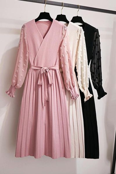 

plus size dresses for women 4xl spring women's elegant v-neck chiffon dress belt kawaii vintage dress wholesale, Black;gray