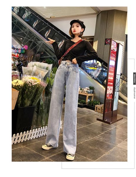 

light ash women's tailored waist and hip princess jeans bk3906, Blue