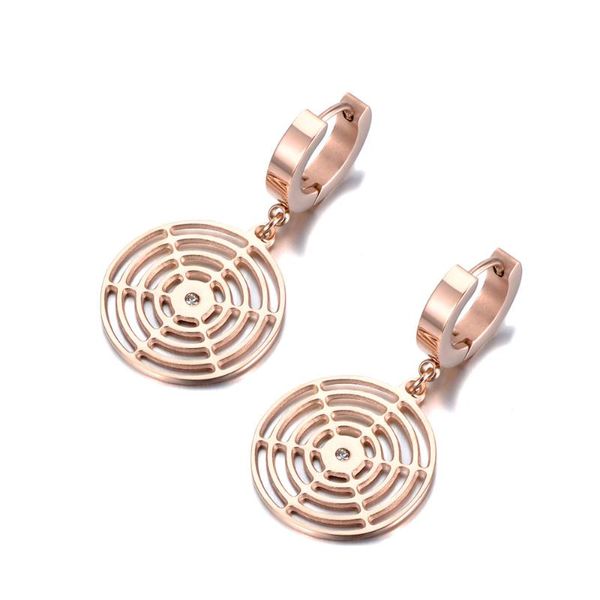 

trendy office style stainless steel cz spider web hoop earrings for women rose gold ear jewelry for anniversary gift je19073, Golden;silver