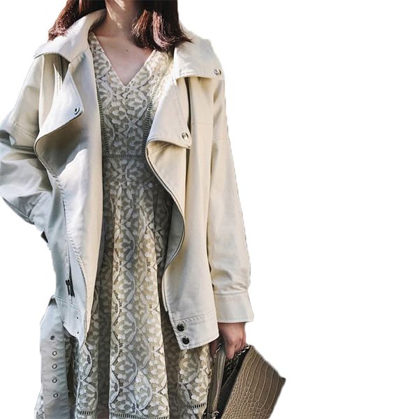 

кожа cothing осень зима пальто большой размер мото и байкер галстук женская куртка свободная пу сращивания большой размер женская верхняя од, Black