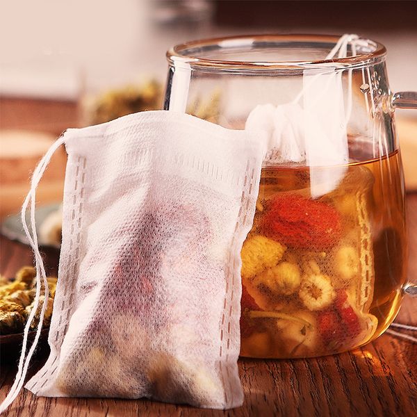 

100 pcs/lot teabags empty scented tea bags with string heal seal filter paper for herb loose tea bolsas de te