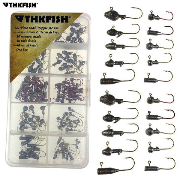 

thkfish 120pcs bullet jig heads fishing hooks 1g -3g saltwater freshwater darter minnow lead heads winter ice fishing jigs hook