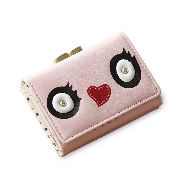 

ougger short cute ladies purse wallet unusual luxury bags for money and cards pink pu with hasp, Red;black