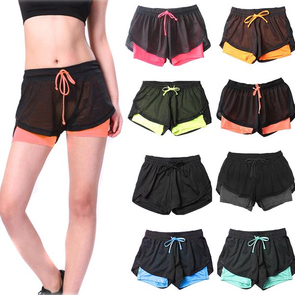 

new arrival gym shorts summer women's sports anti emptied quick-dry short outdoor fitness pantalones cortos mujer, White;black