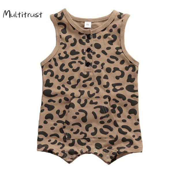 

jumpsuits multitrust baby girls boys rompers leopard sleeveless pocket outfits cute one-piece romper, Blue