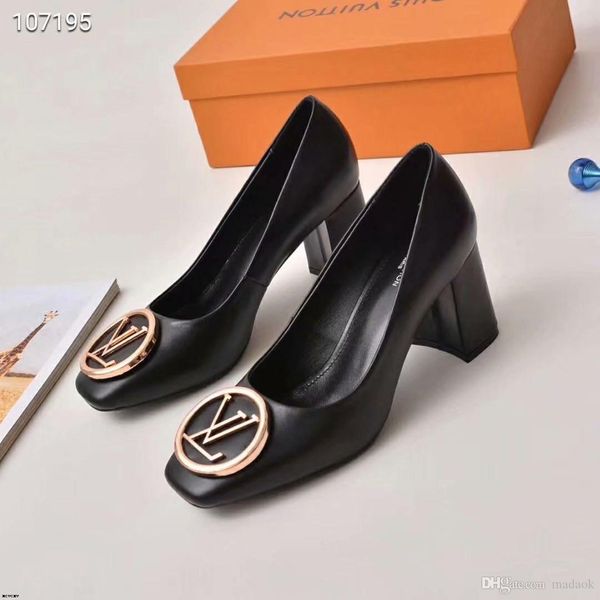 

19fw 2020 women pumps ankle strap thick heel women shoes square toe mid heels dress work pumps comfortable ladies shoes 6cm yecq5, Black