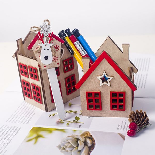 

christmas wooden small house candle holder room decoration home decoration accessories
