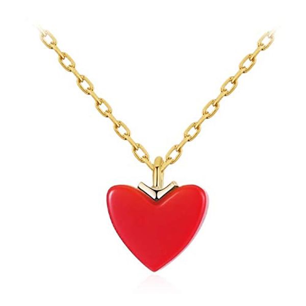 

s925 silver necklace pendant women girls hearts love small red heart girl summer heart-shaped clavicle chain gift woman