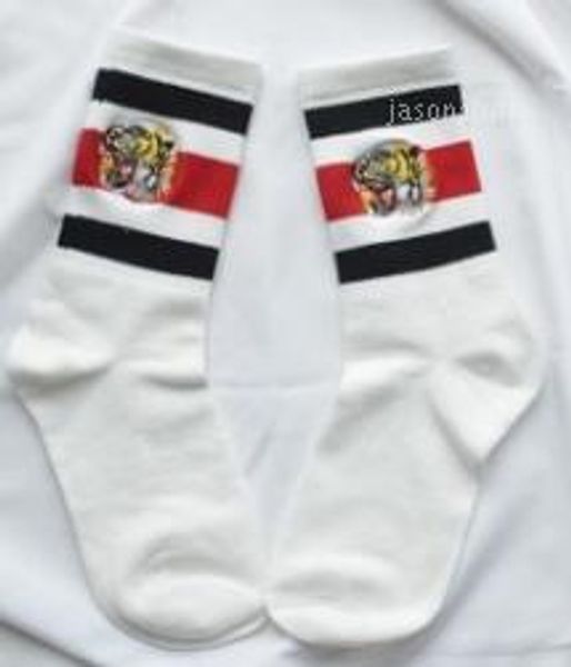 

tiger embroideried socks mens womens underwear skateboard streetwear stockings socks striped design lovers cotton blend athletic socks1, Black